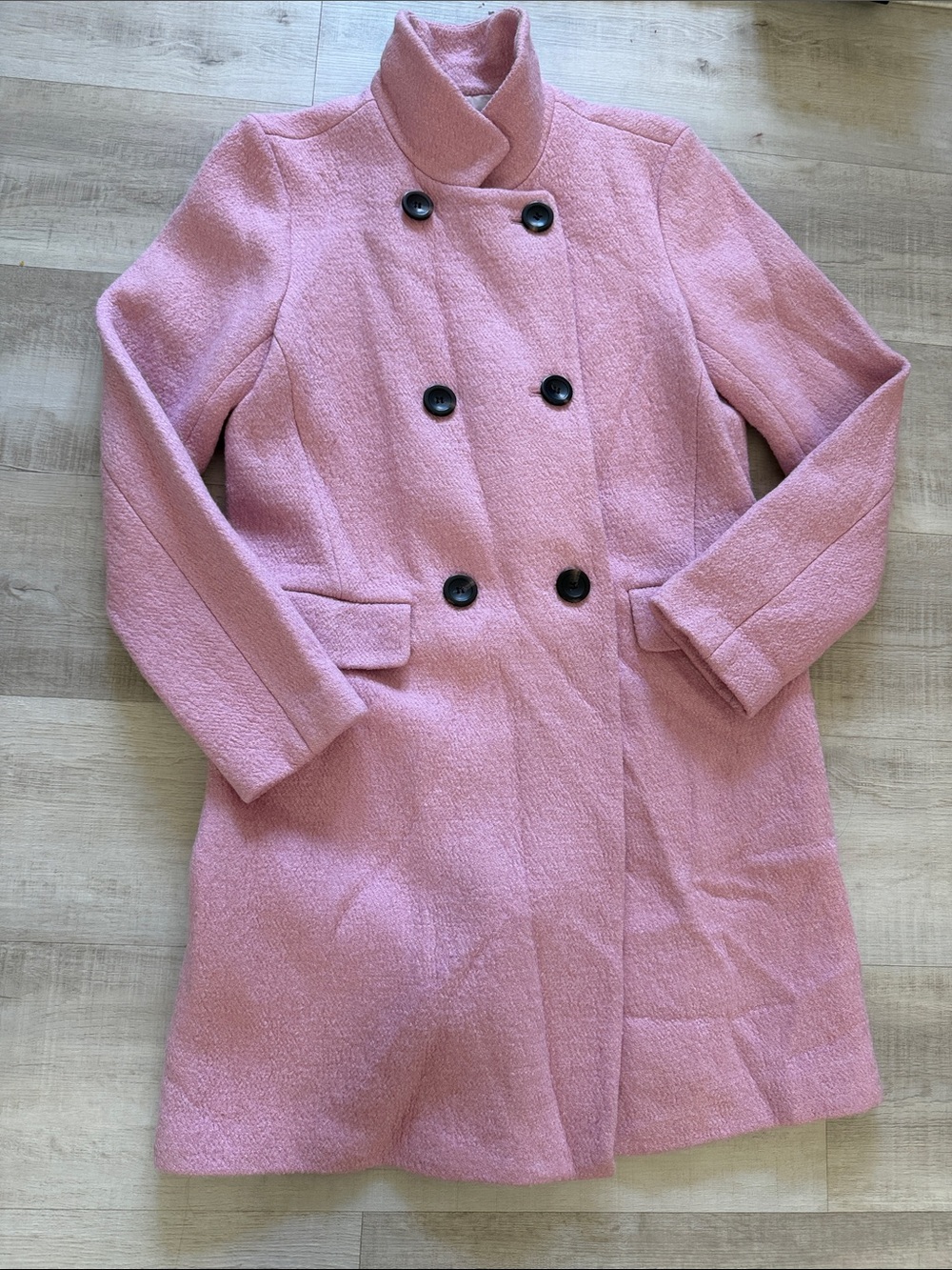 Ann Taylor Pink Double-Breasted Wool Pea Coat